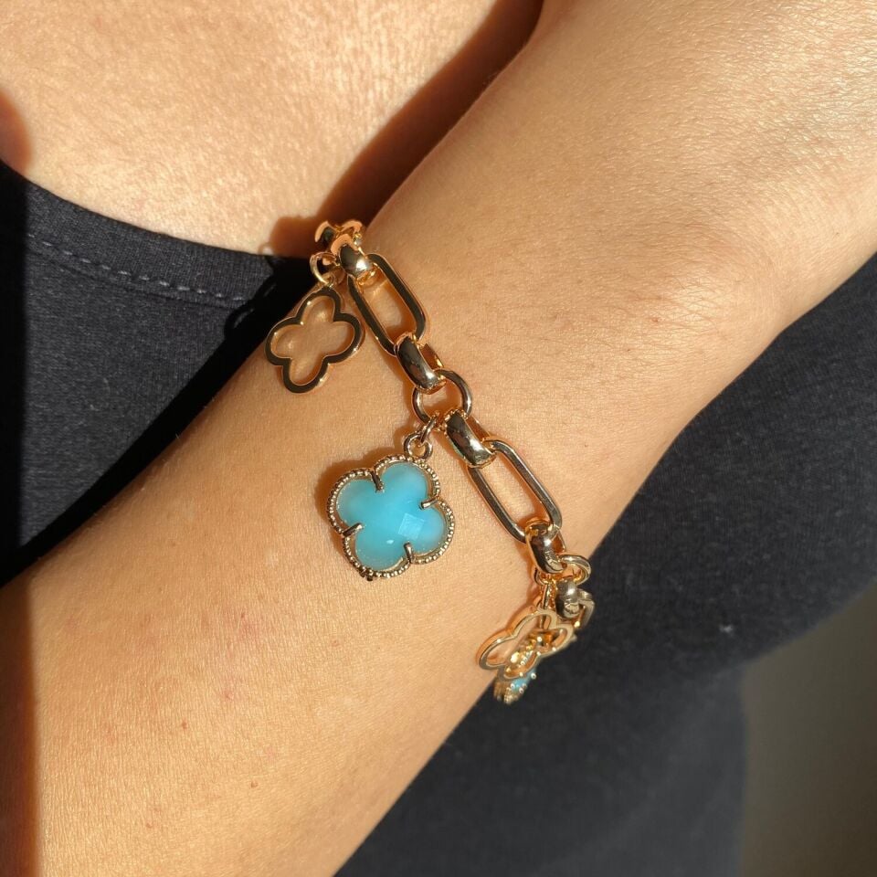 Aquamarine taş yonca vıp bileklik
