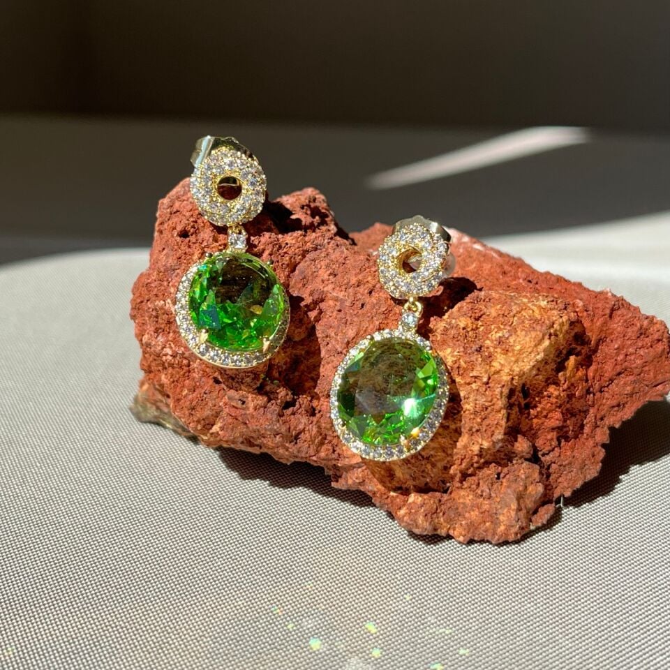 Peridot taş pırlanta montür xuping küpe