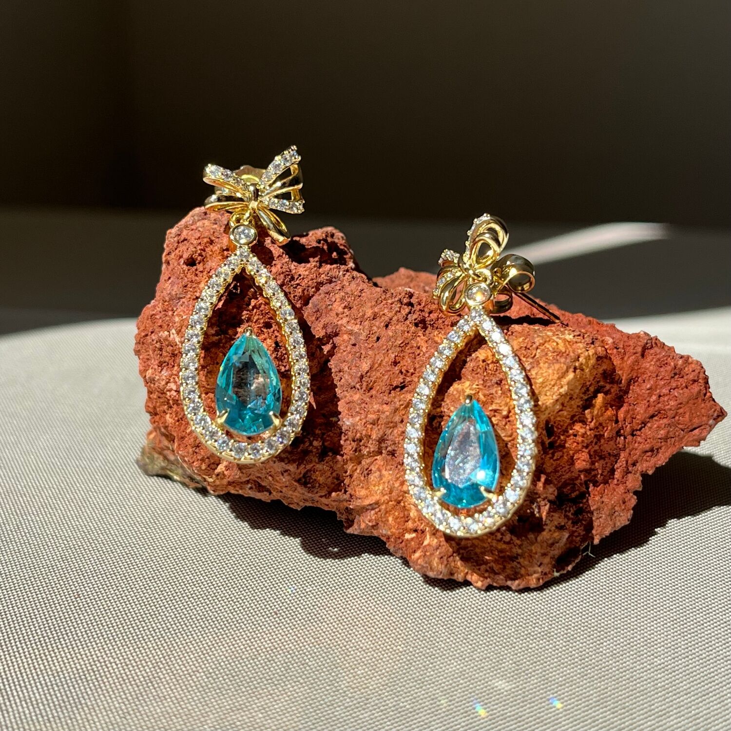 Aquamarine taş pırlanta montür xuping küpe