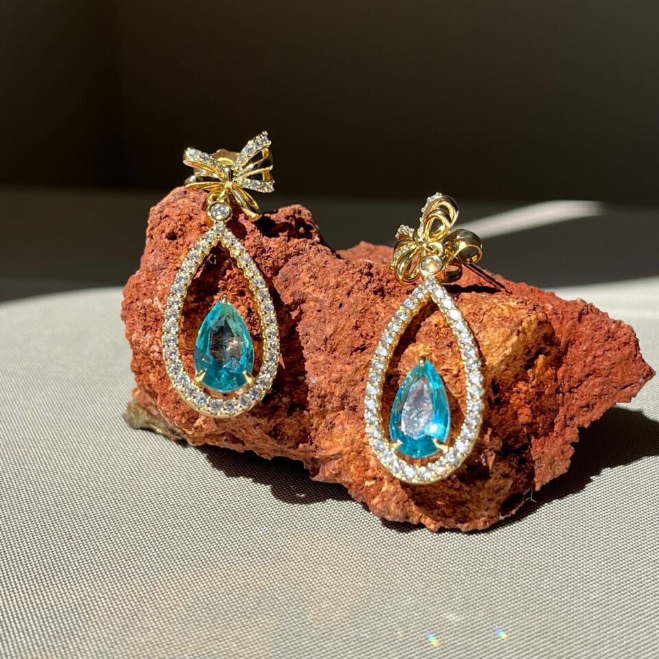 Aquamarine taş pırlanta montür xuping küpe
