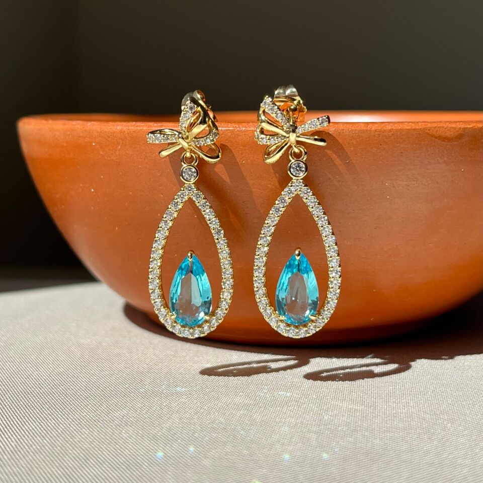 Aquamarine taş pırlanta montür xuping küpe