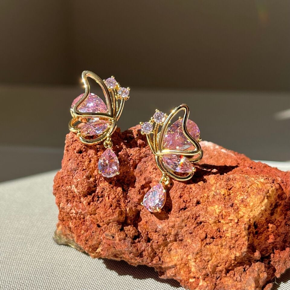 Pembe safir taş xuping küpe