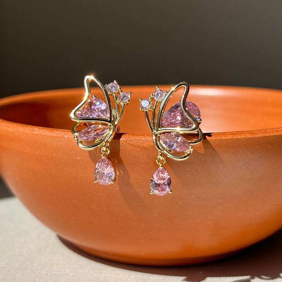 Pembe safir taş xuping küpe