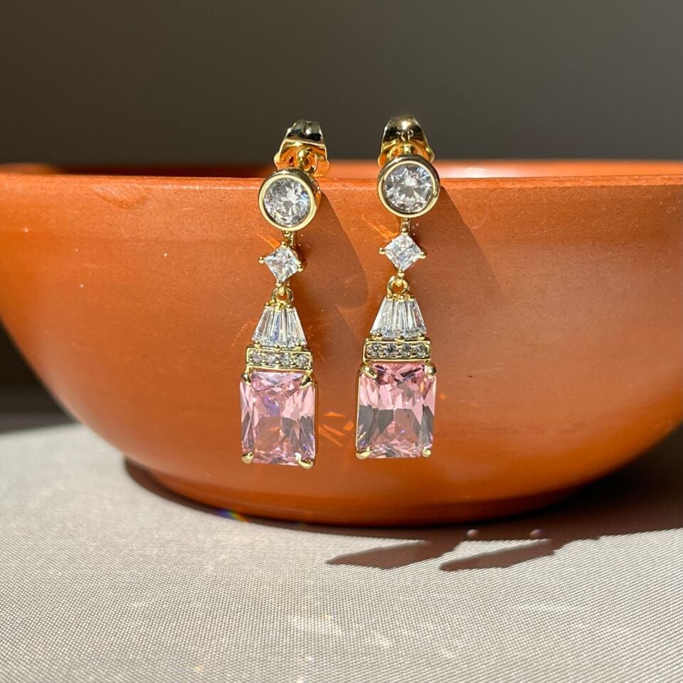 Pembe safir pırlanta montür xuping küpe