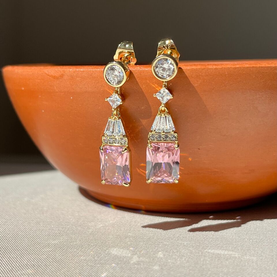 Pembe safir pırlanta montür xuping küpe