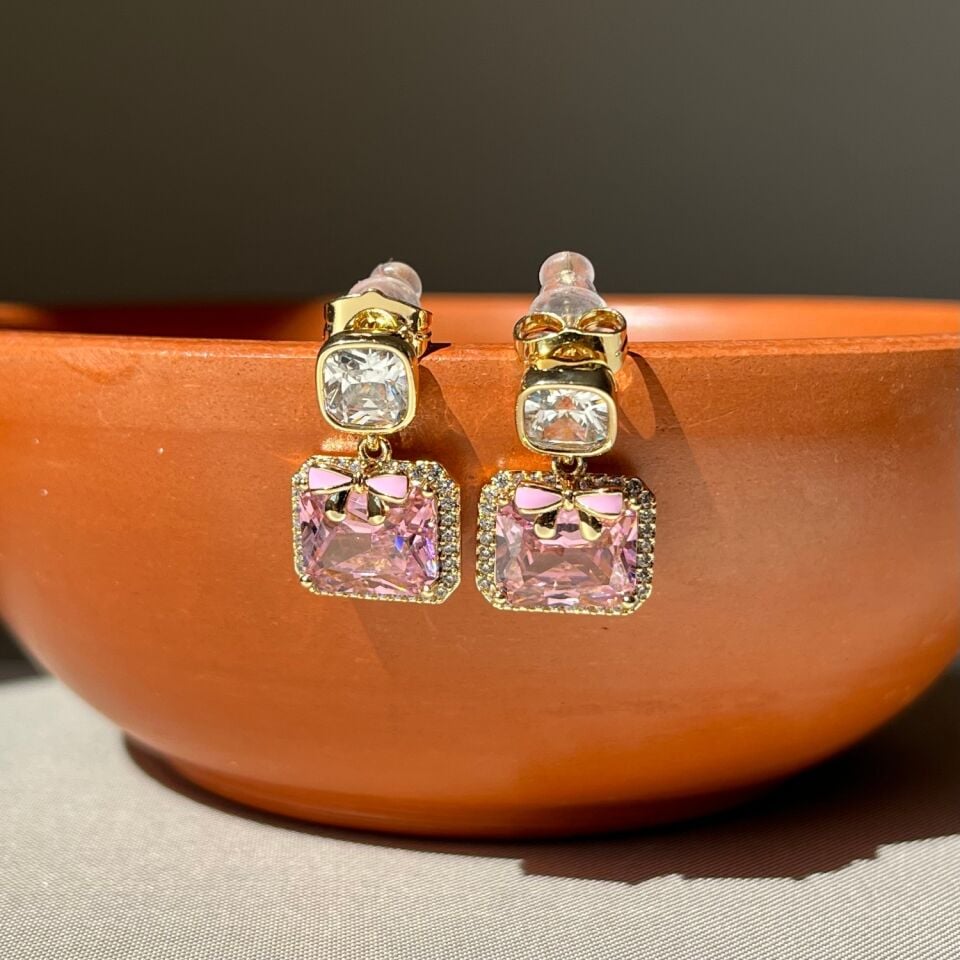 Pembe safir taş pırlanta montür xuping küpe