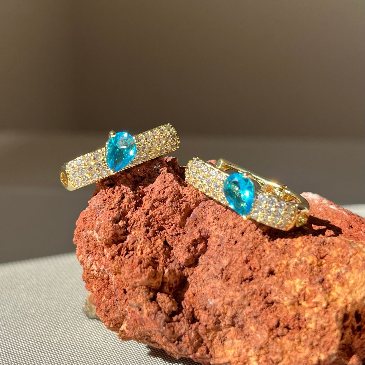 Aquamarine taş pırlanta montür xuping küpe