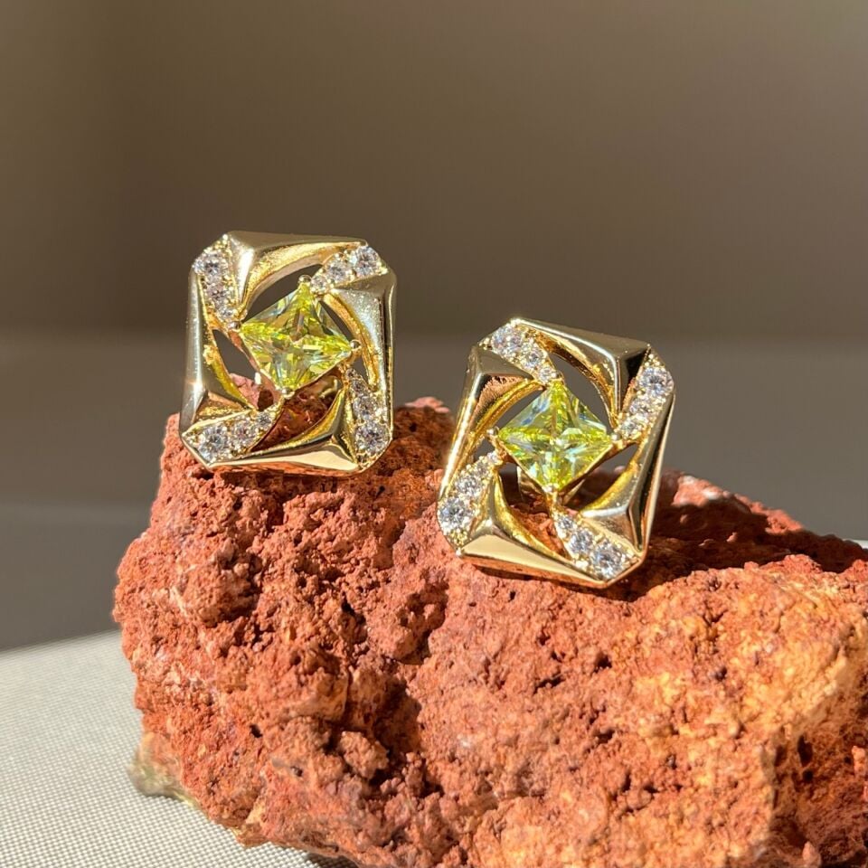 Peridot taş pırlanta montür xuping küpe
