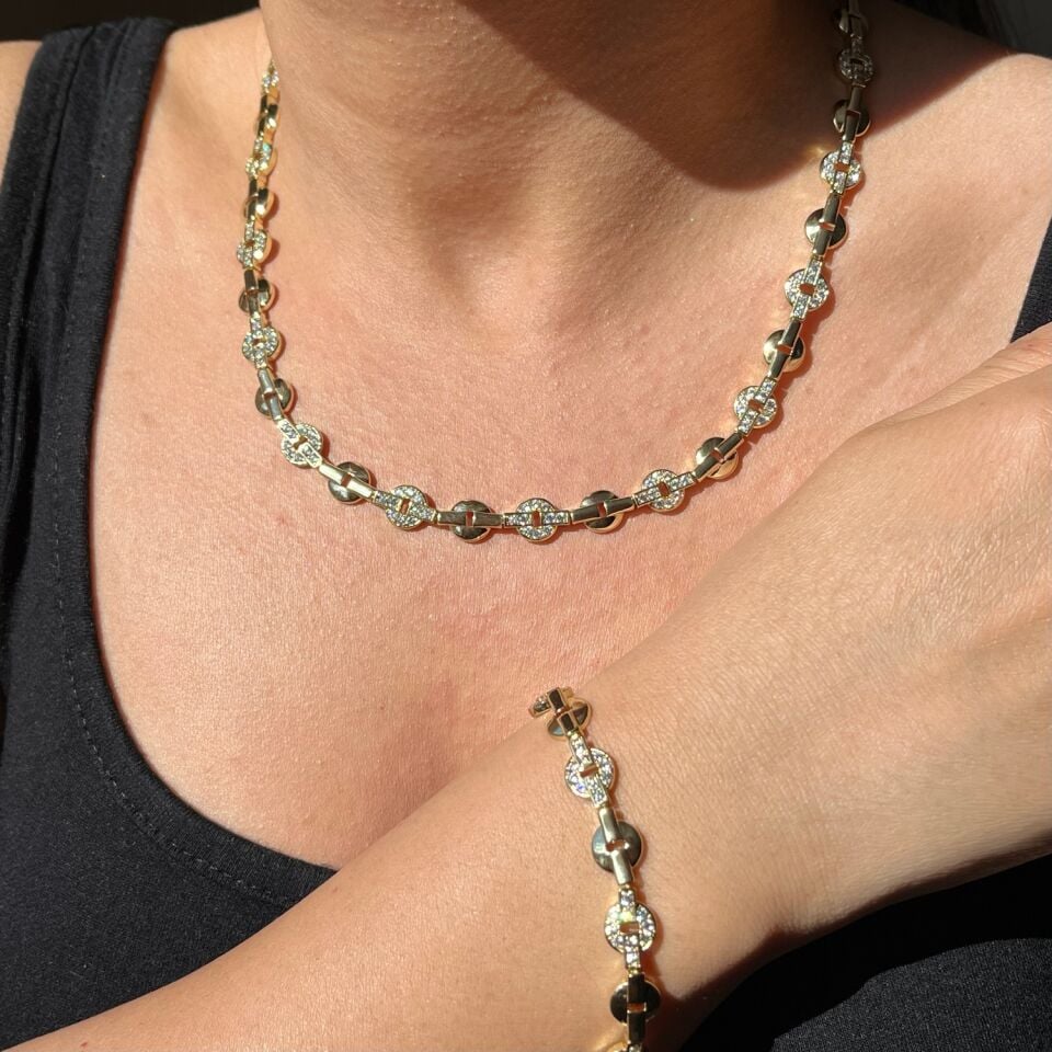 Pırlanta işçiliğinde kolye bileklik xuping set