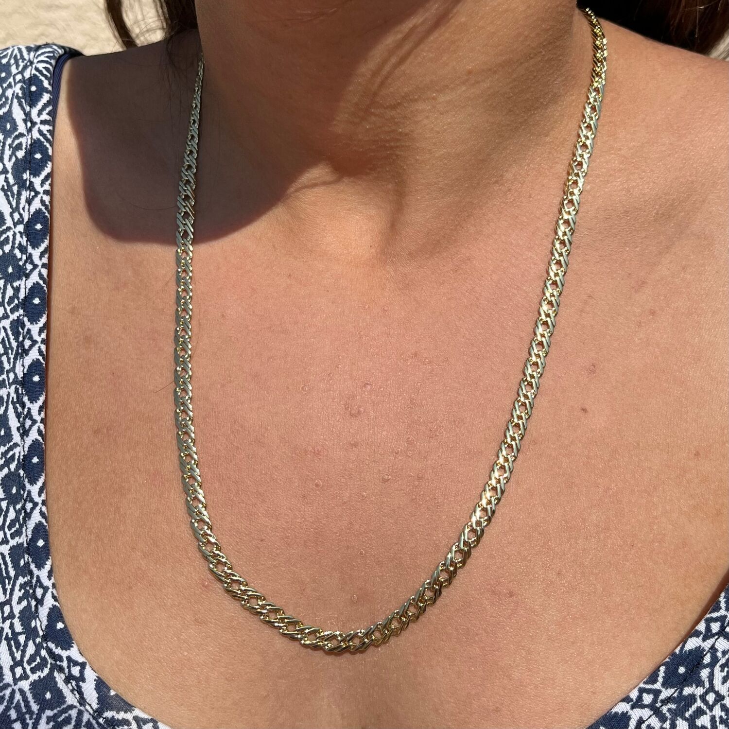 Altın işçiliği ezme xuping zincir 55cm