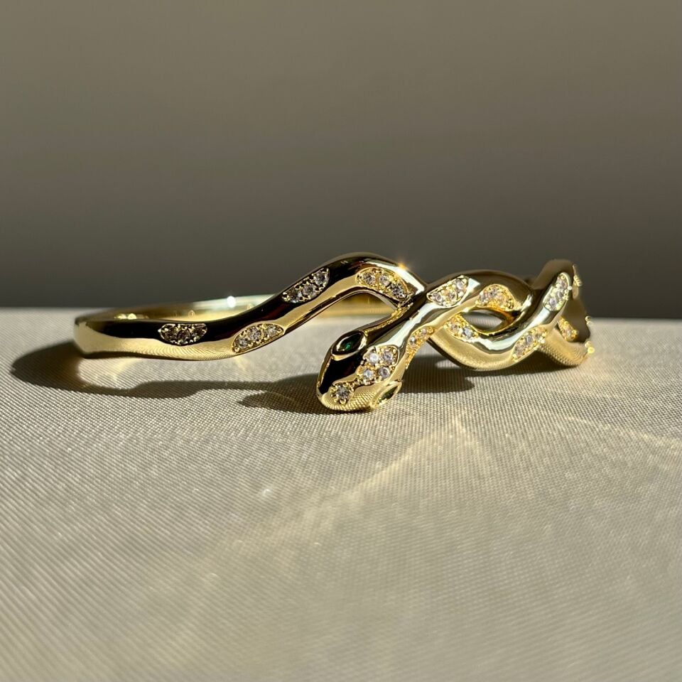 Zümrüt taş göz yılan figür vıp kelepçe