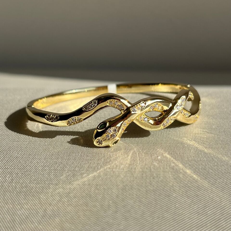 Zümrüt taş göz yılan figür vıp kelepçe