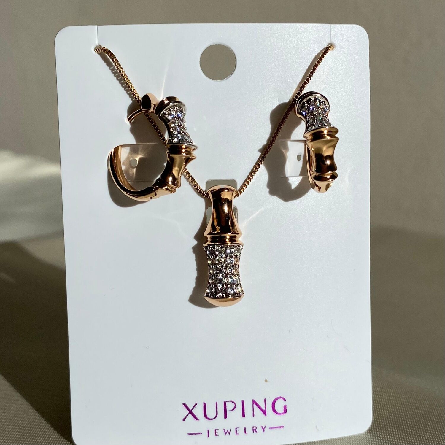 Pırlanta işçiliği xuping kolye küpe set
