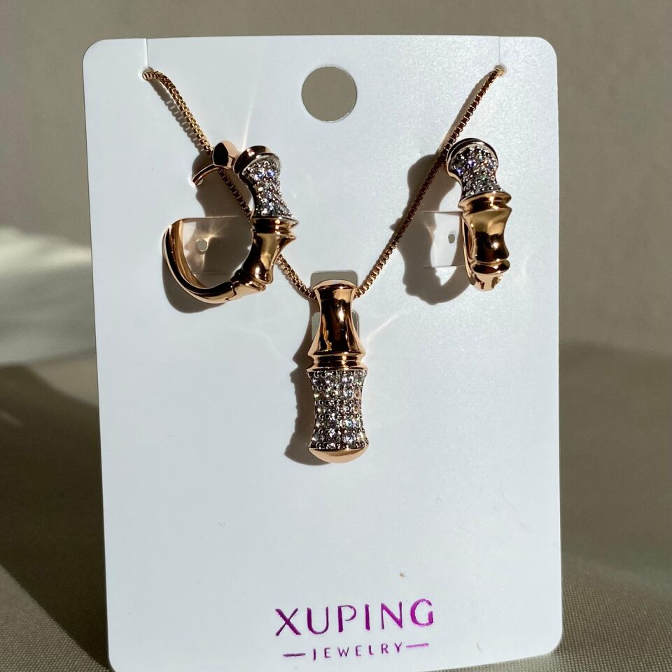 Pırlanta işçiliği xuping kolye küpe set