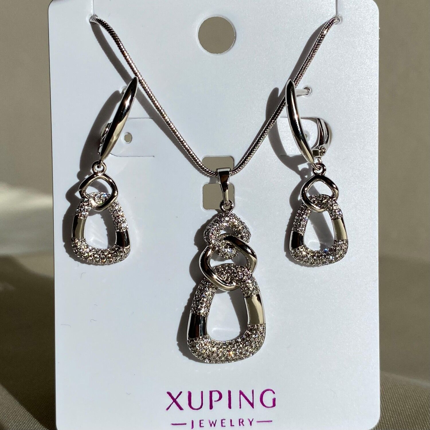 Pırlanta montür kolye küpe xuping set