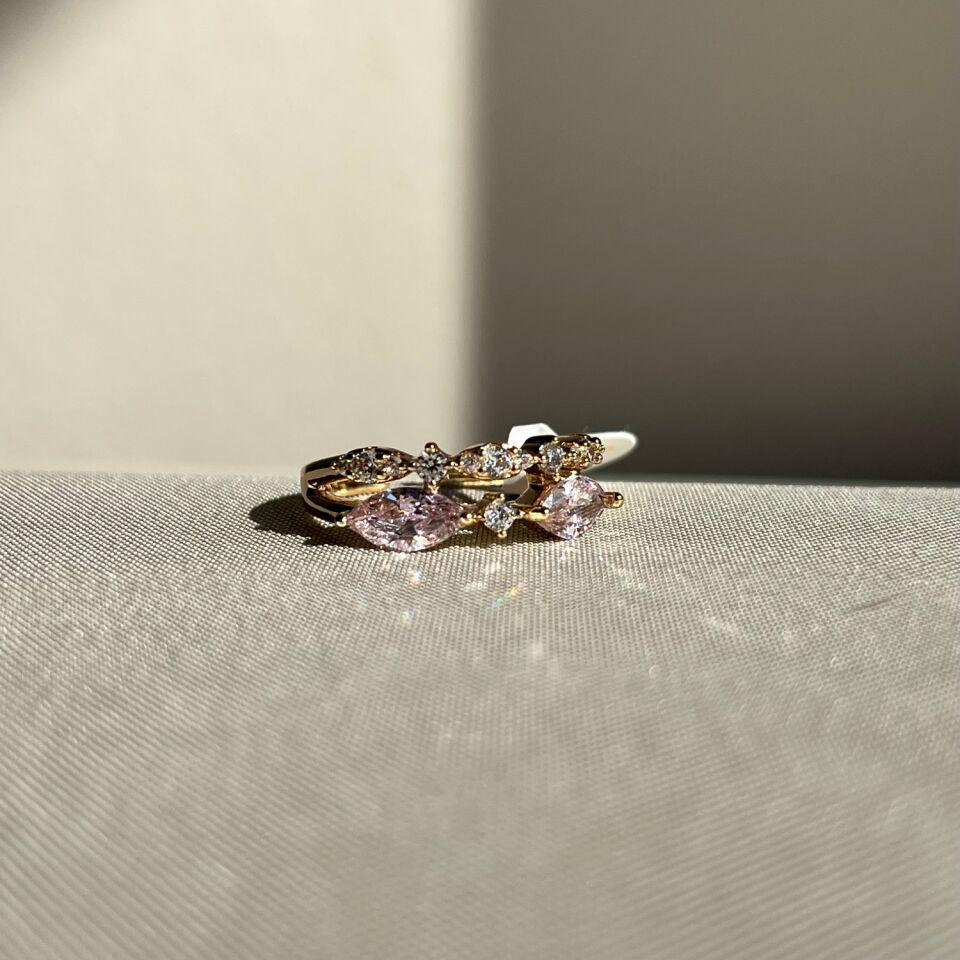 Pembe markiz pırlanta montür xuping yüzük