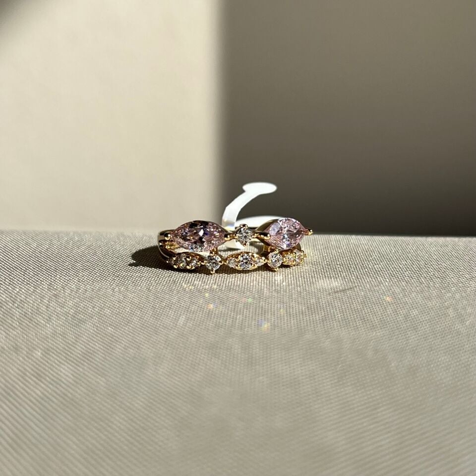 Pembe markiz pırlanta montür xuping yüzük