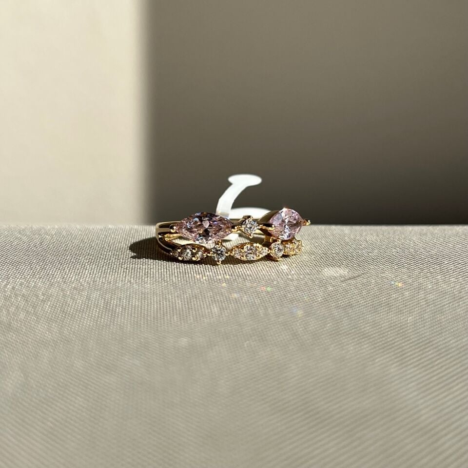 Pembe markiz pırlanta montür xuping yüzük