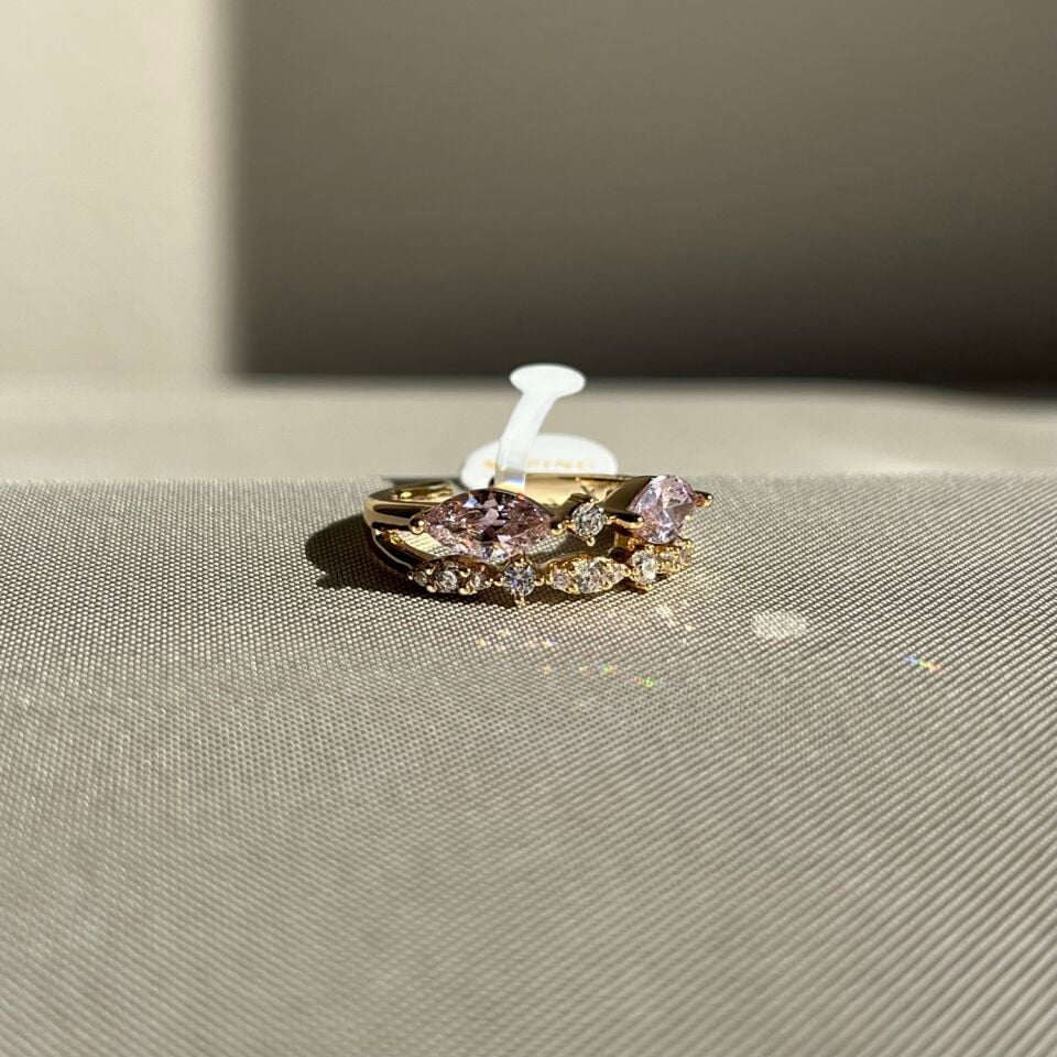 Pembe markiz pırlanta montür xuping yüzük