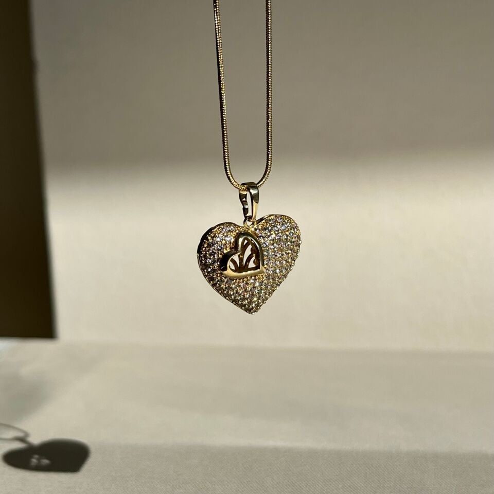 Pırlanta işçiliği kalp xuping kolye
