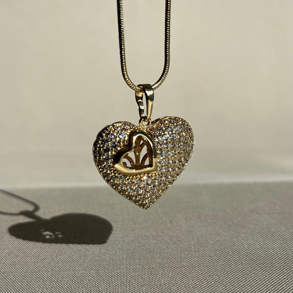 Pırlanta işçiliği kalp xuping kolye