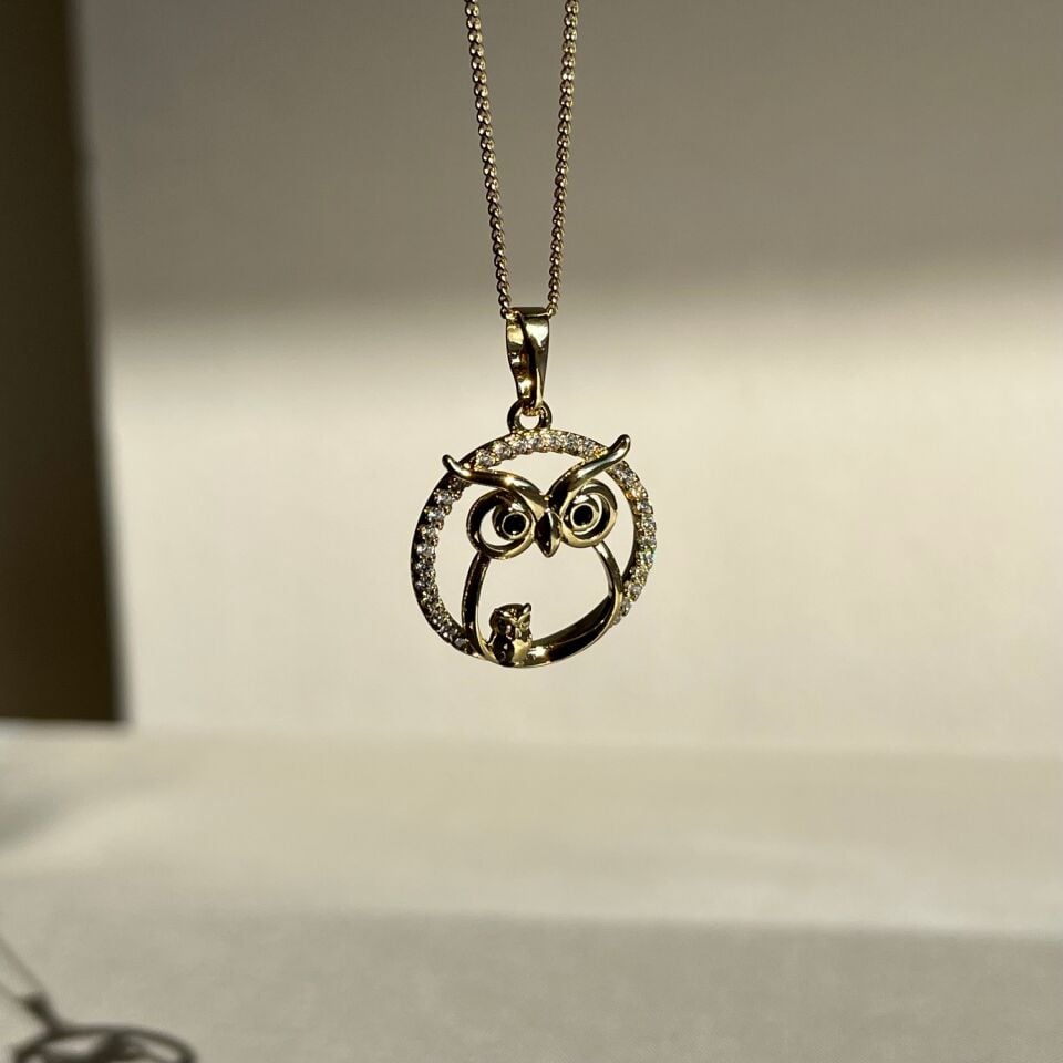 Pırlanta işçiliği baykuş figür xuping kolye