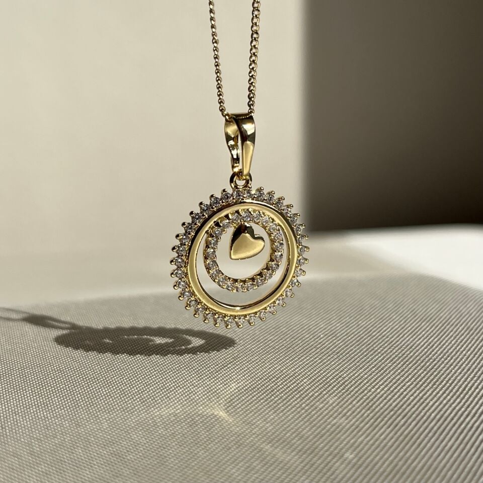 Pırlanta işçiliği kalp xuping kolye