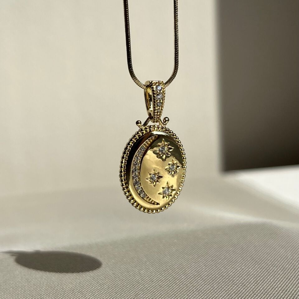 Pırlanta işçiliği hilal figür xuping kolye