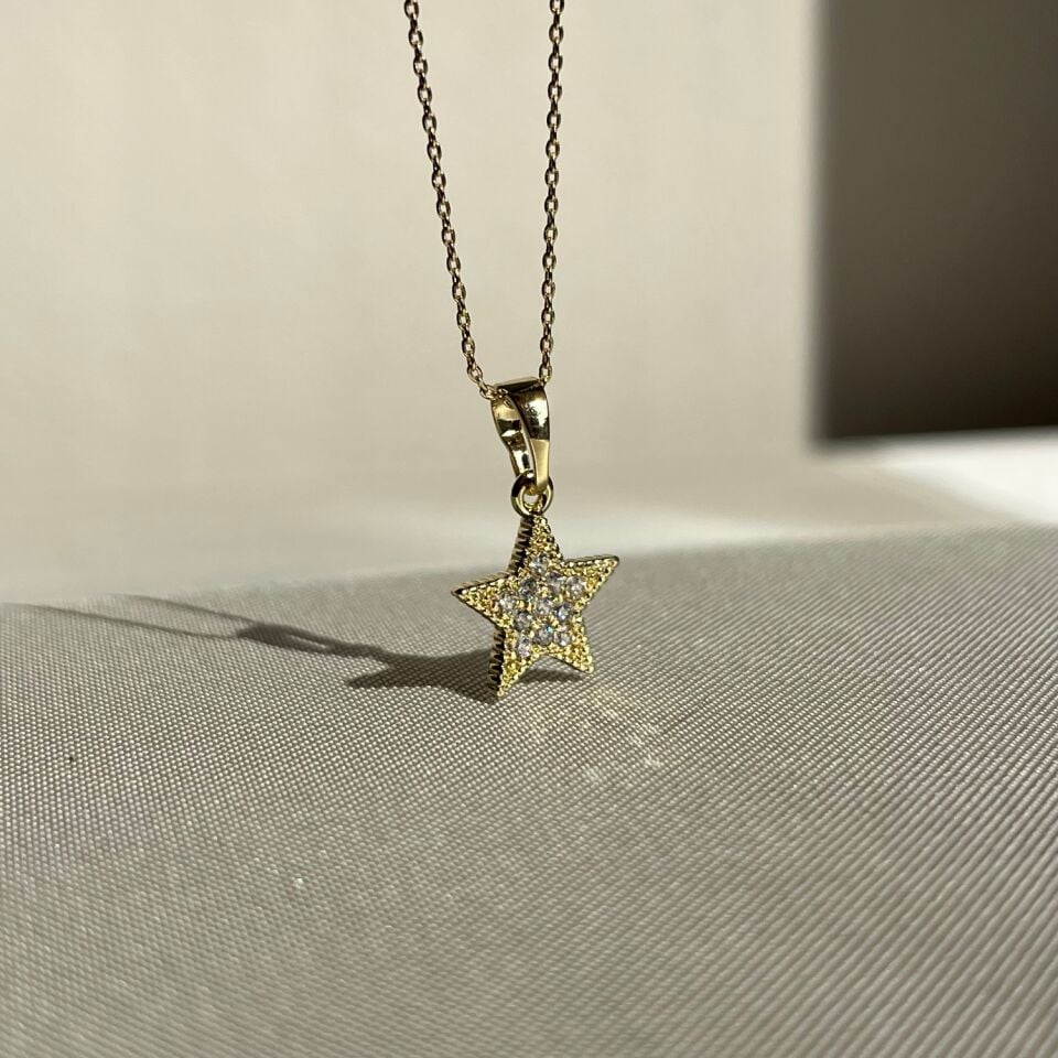 Minimal pırlanta işçiliği yıldız xuping kolye