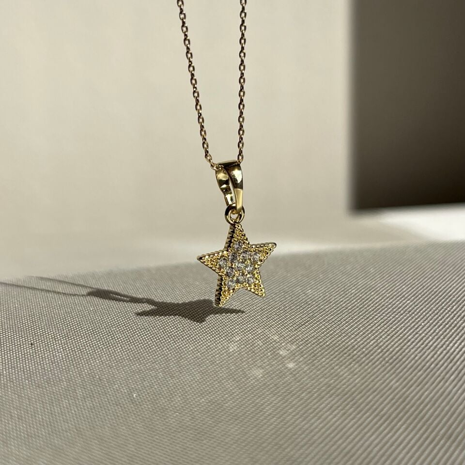 Minimal pırlanta işçiliği yıldız xuping kolye