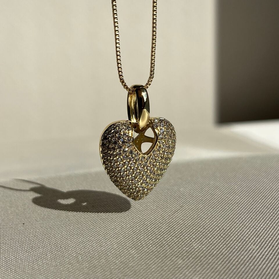 Pırlanta işçiliği kalp xuping kolye
