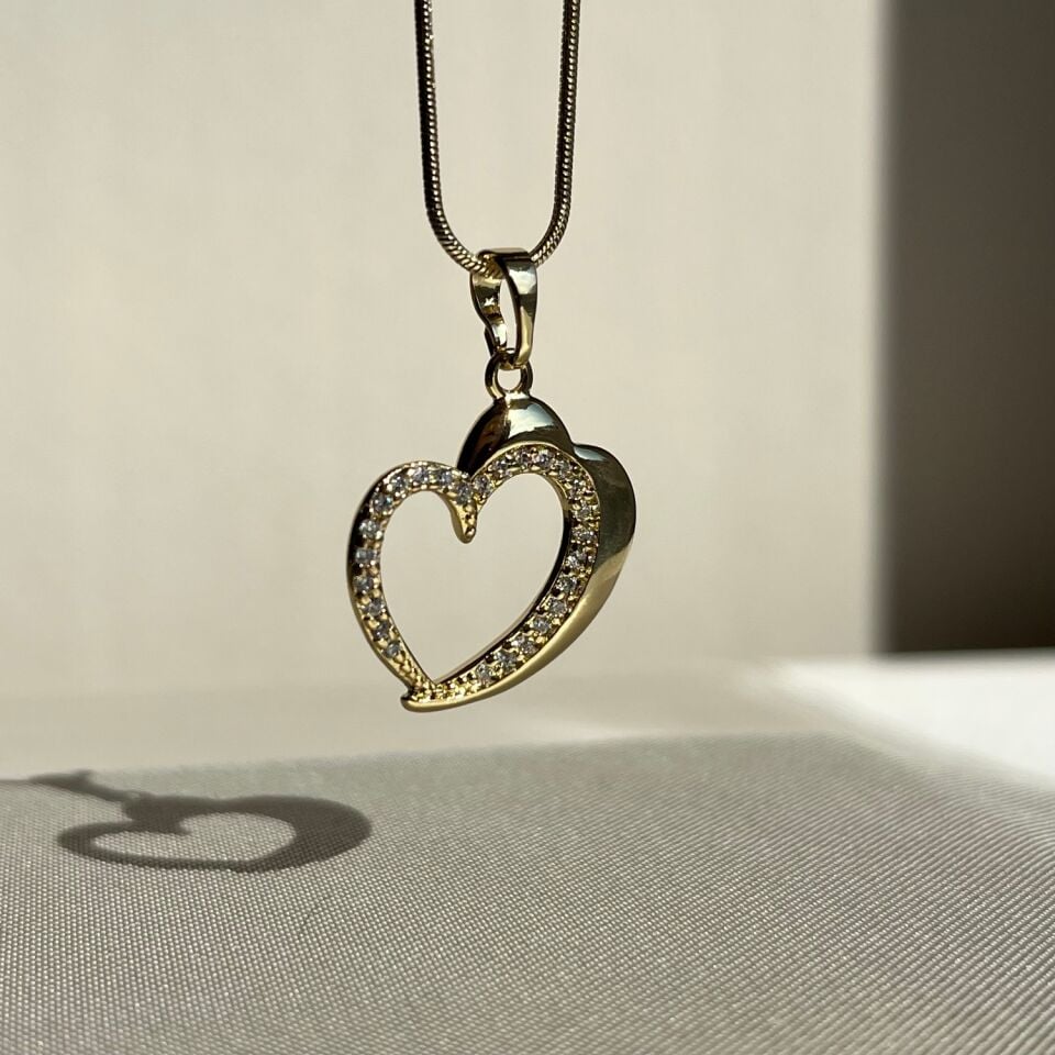 Pırlanta işçiliği kalp xuping kolye