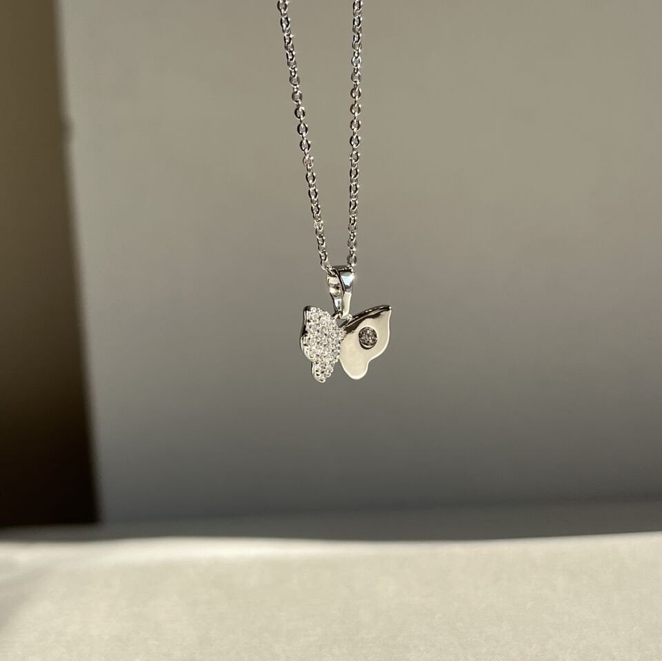 Pırlanta tek taş işçiliği kelebek xuping kolye