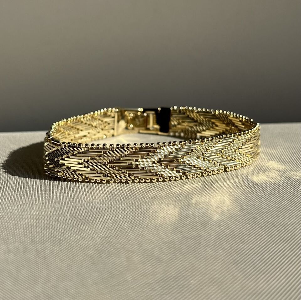 Altın işçiliği ezme hasır model 10mm xuping bileklik