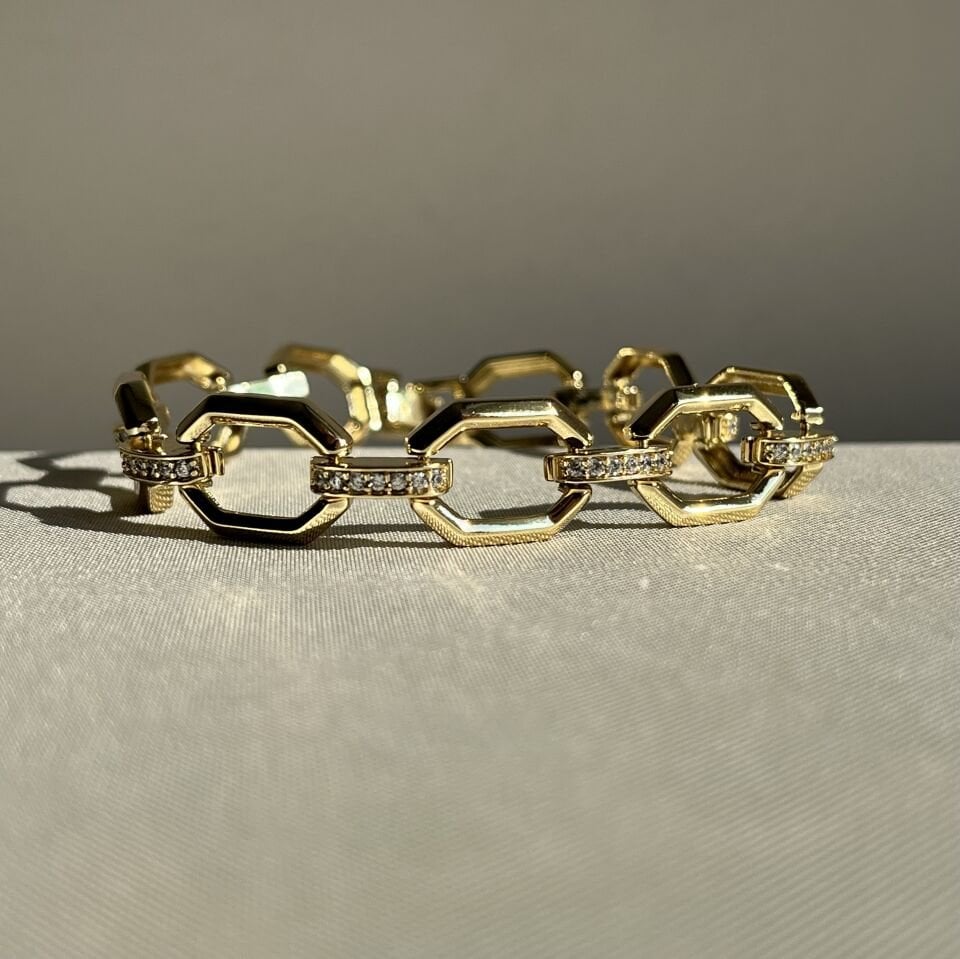 Pırlanta işçiliği altıgen model xuping bileklik