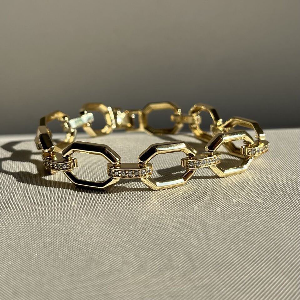 Pırlanta işçiliği altıgen model xuping bileklik