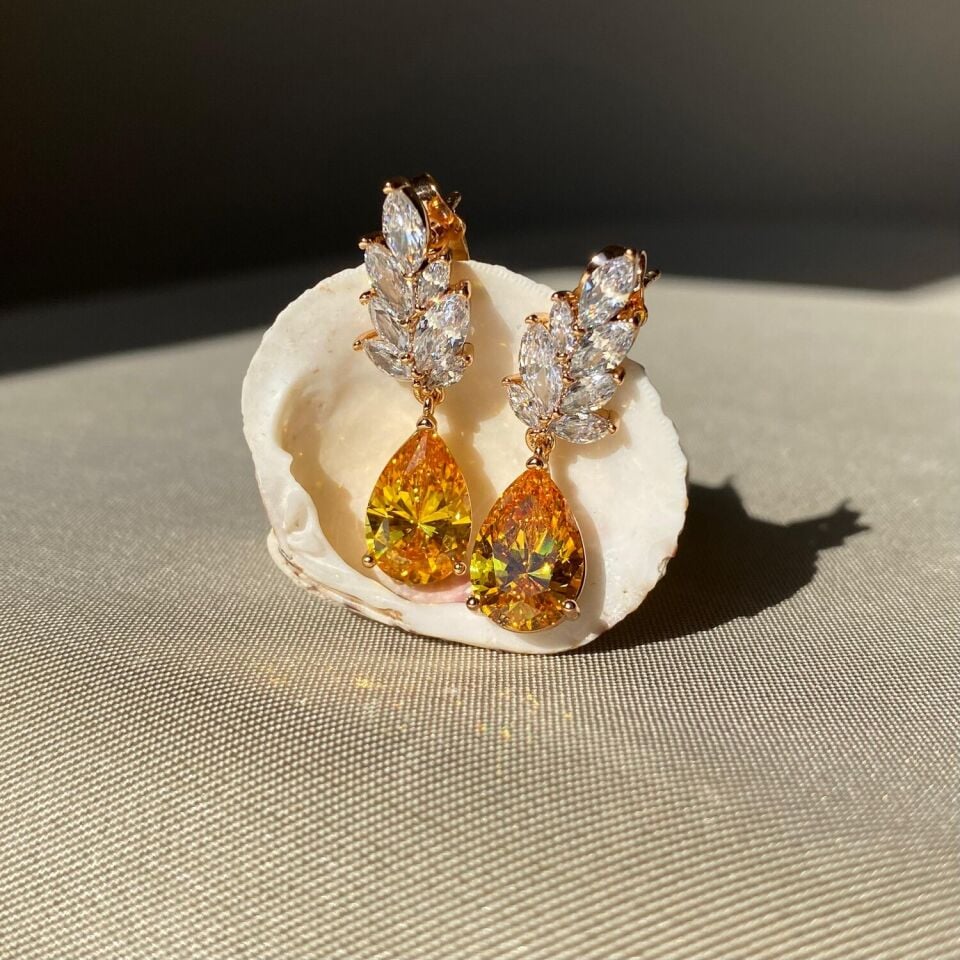 Sarı safir taş xuping küpe