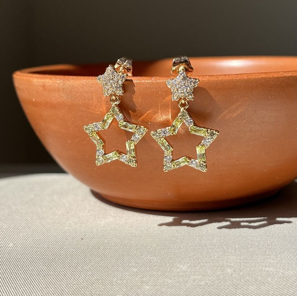 Peridot taş xuping küpe