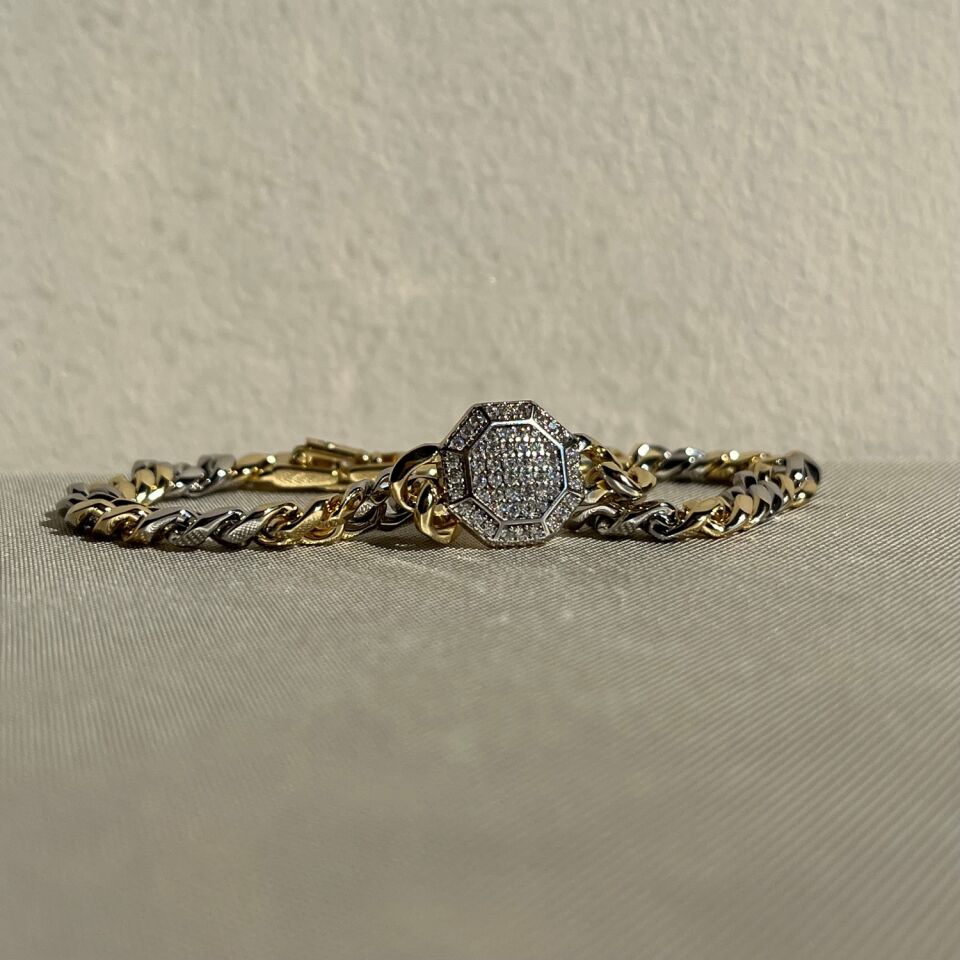 Çift renk pırlanta işçiliği xuping bileklik