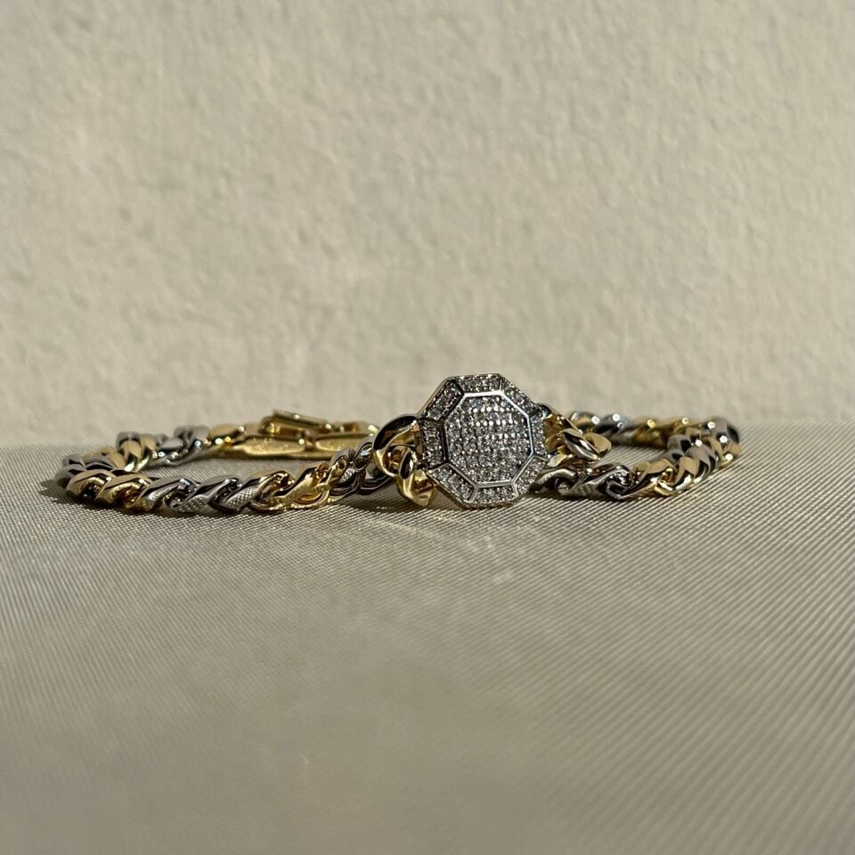 Çift renk pırlanta işçiliği xuping bileklik