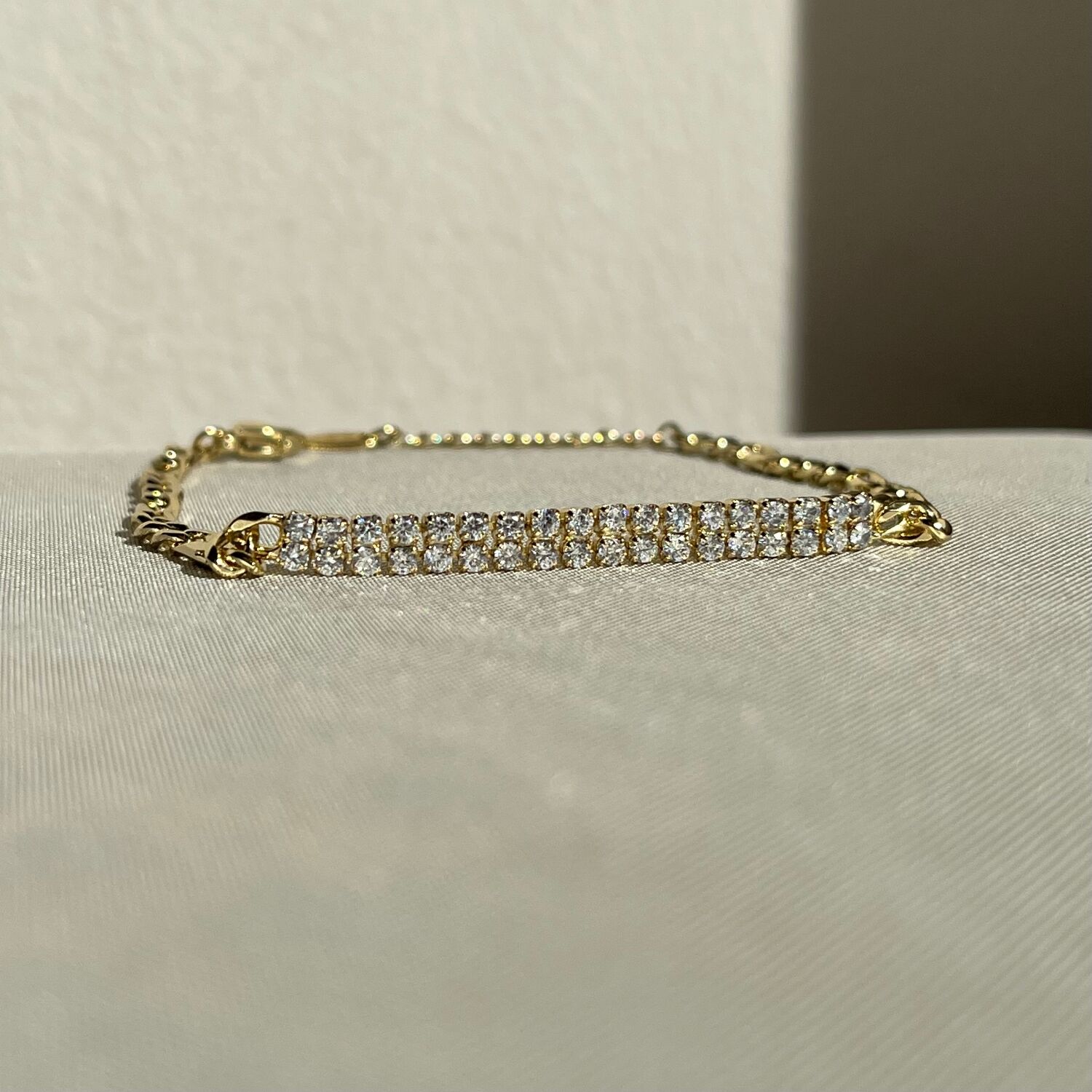 Çift sıra inci pırlanta suyolu xuping bileklik