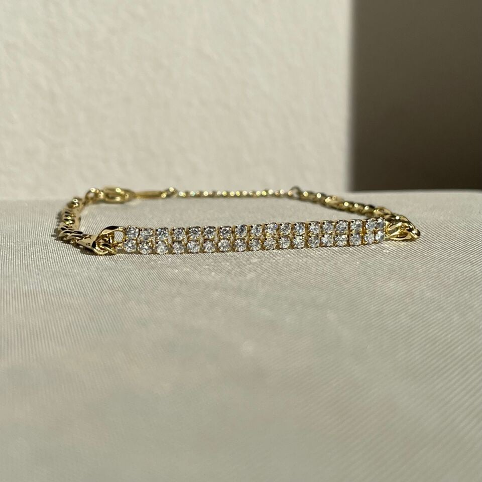 Çift sıra inci pırlanta suyolu xuping bileklik