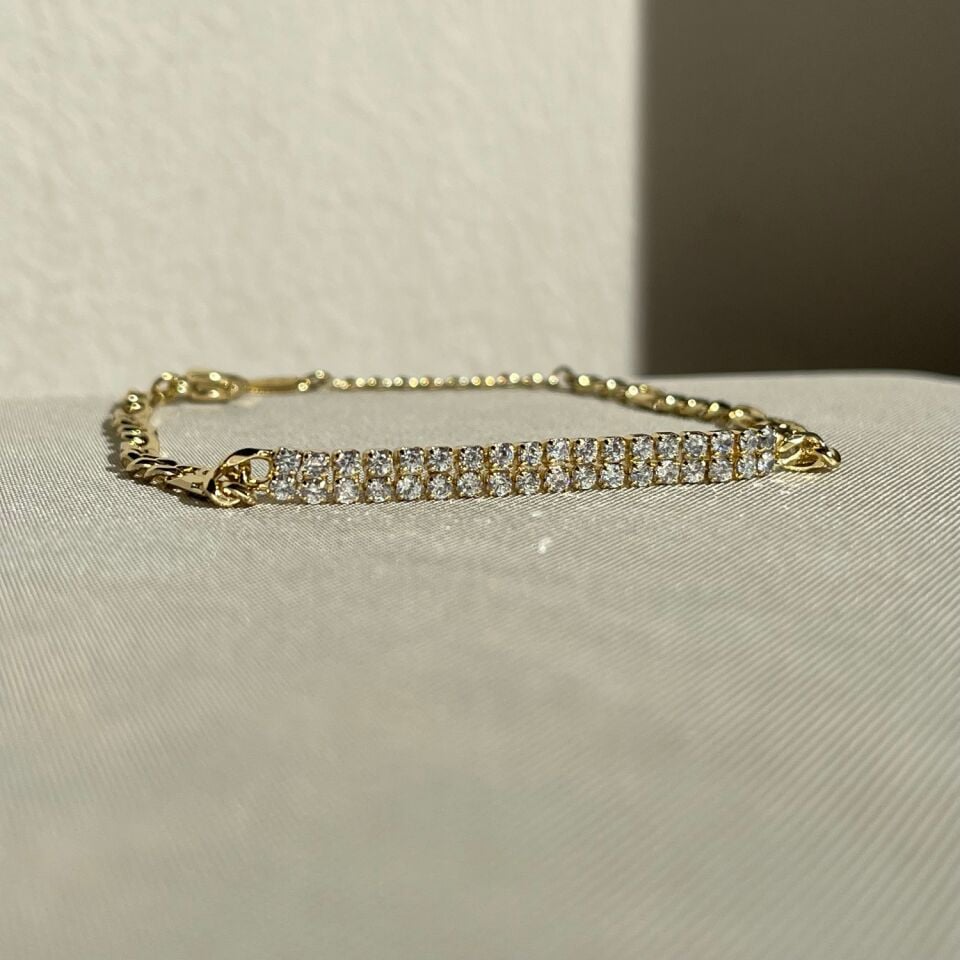 Çift sıra inci pırlanta suyolu xuping bileklik