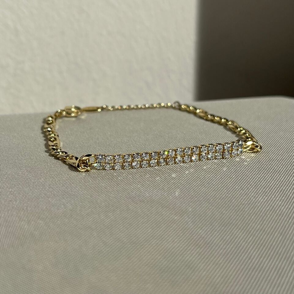 Çift sıra inci pırlanta suyolu xuping bileklik