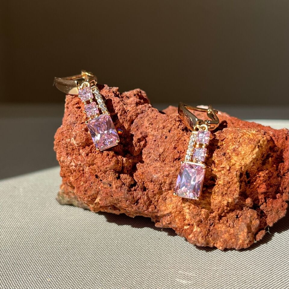 Pembe pırlanta montür xuping küpe
