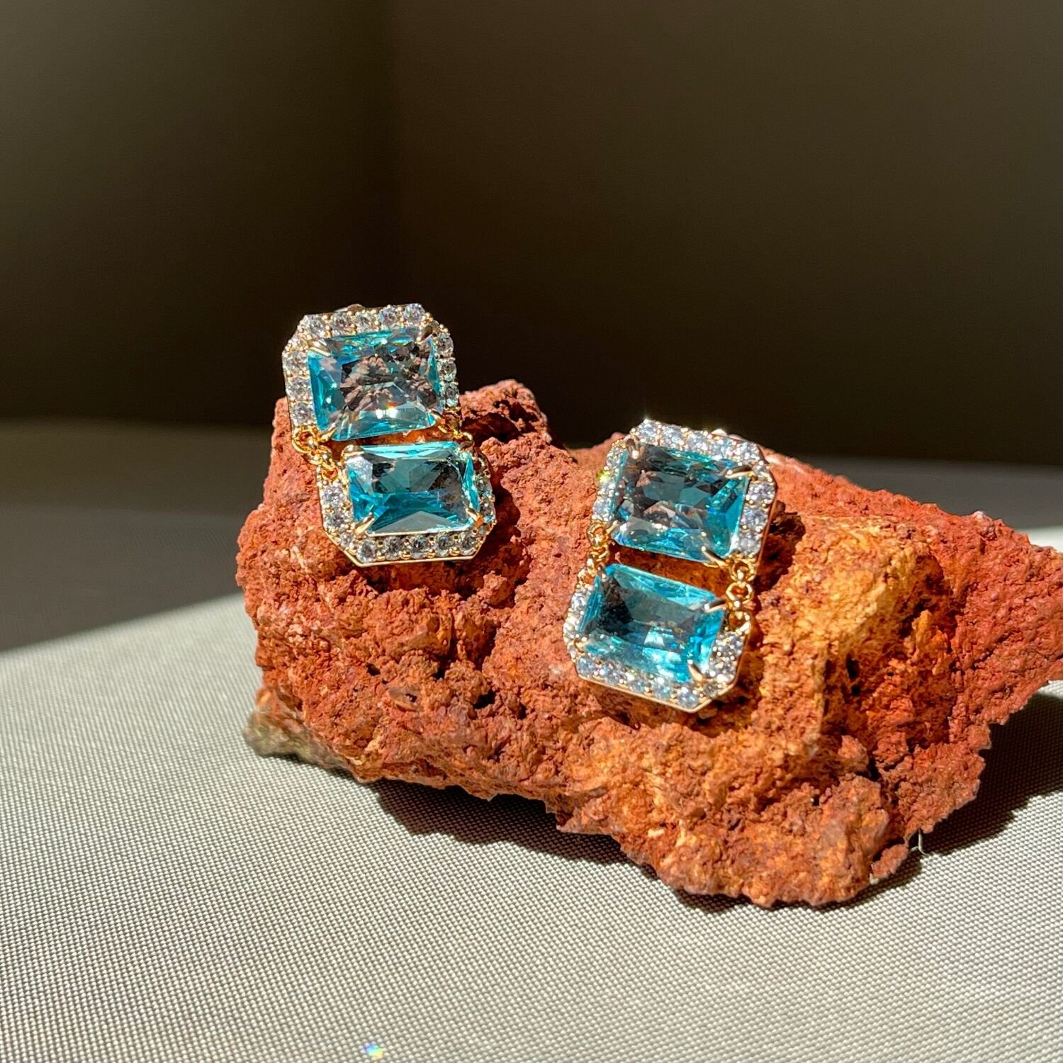 Aquamarine taş pırlanta montür xuping küpe