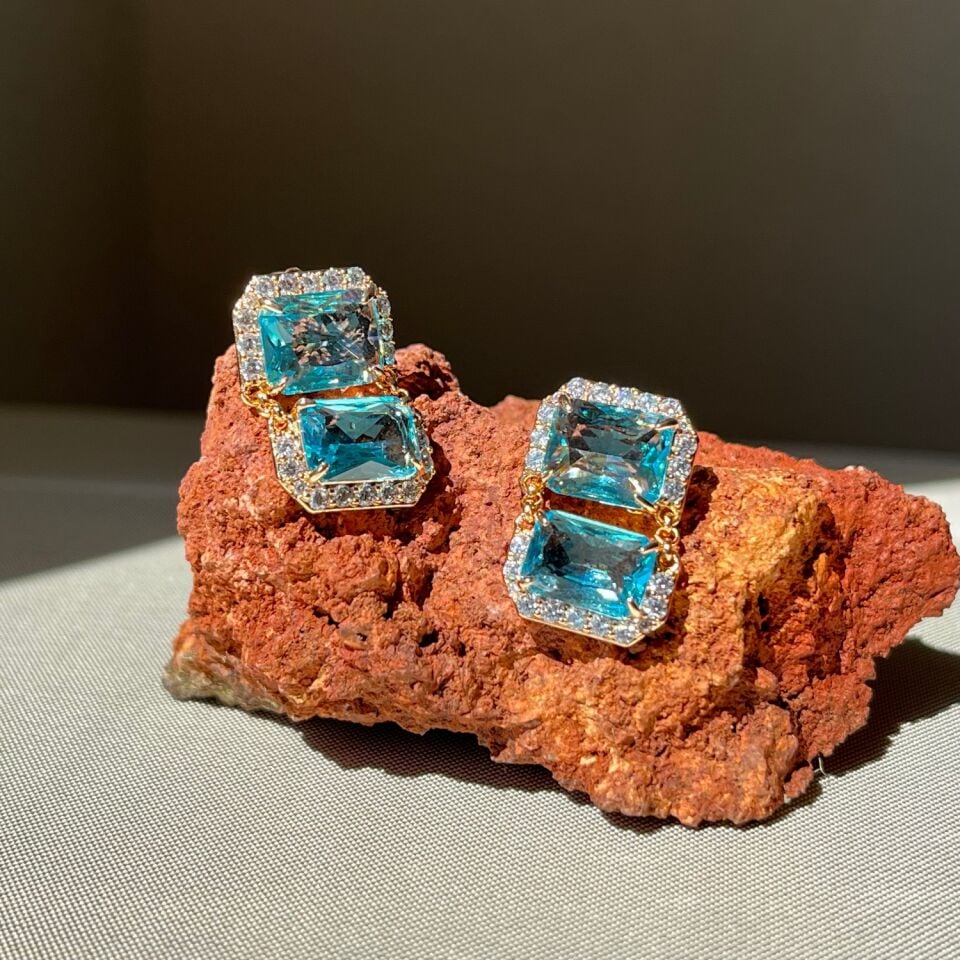 Aquamarine taş pırlanta montür xuping küpe