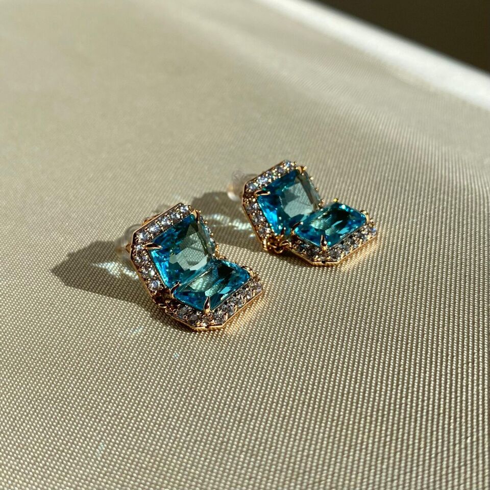 Aquamarine taş pırlanta montür xuping küpe
