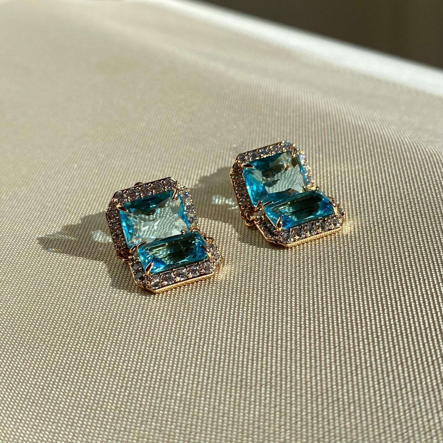 Aquamarine taş pırlanta montür xuping küpe