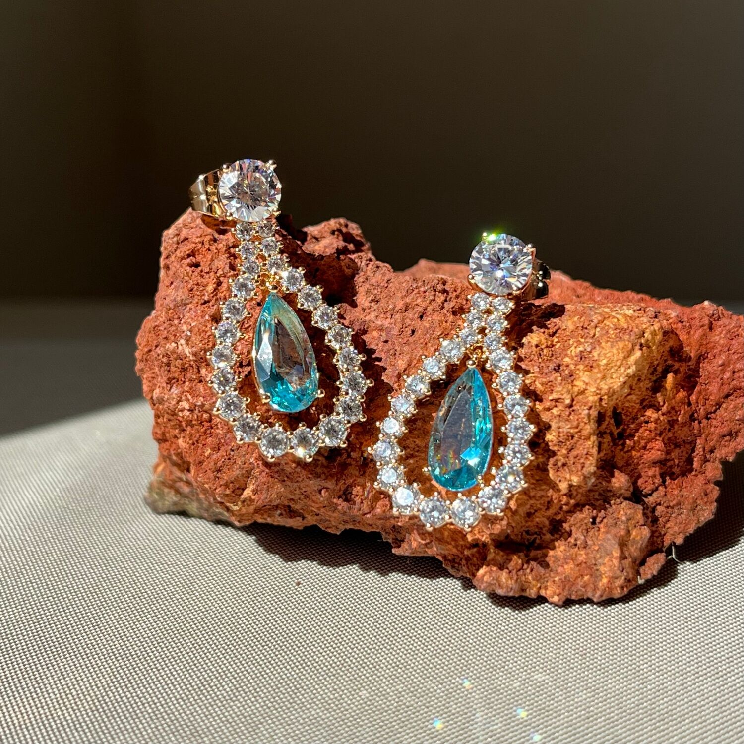 Aquamarine taş pırlanta montür xuping küpe